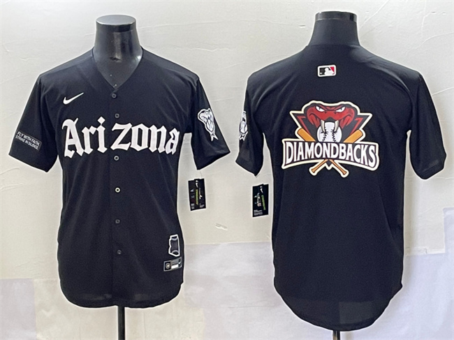 Men's Arizona Diamondbacks Team Big Logo Black 'Gothic Desert Fang Edition' Vapor Premier Limited Stitched Baseball Jersey